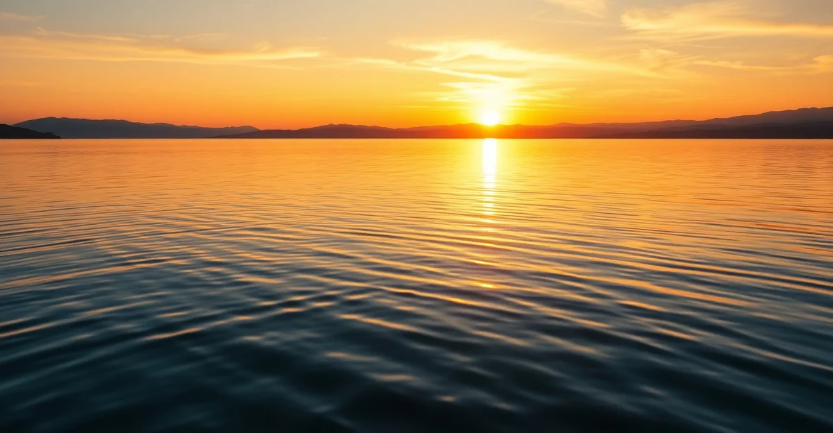 잔잔한 물결이 일렁이는 일몰 풍경