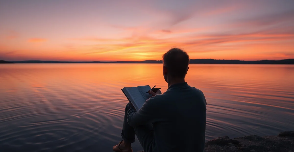 hands holding warm tea in a garden
