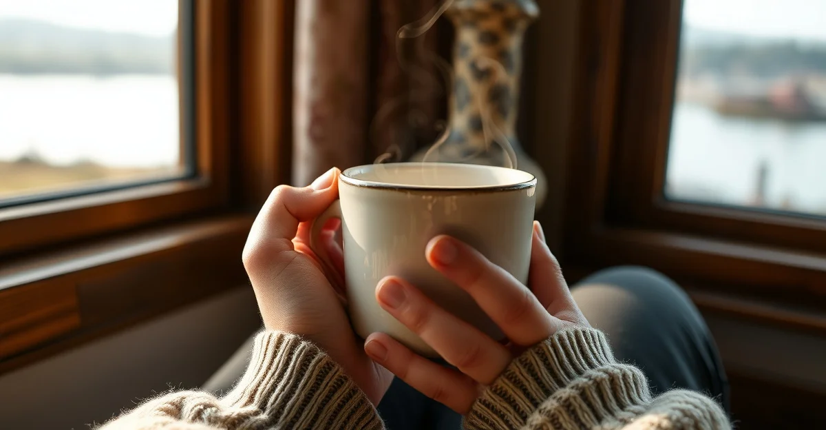 책상 위 차 한 잔과 노트북