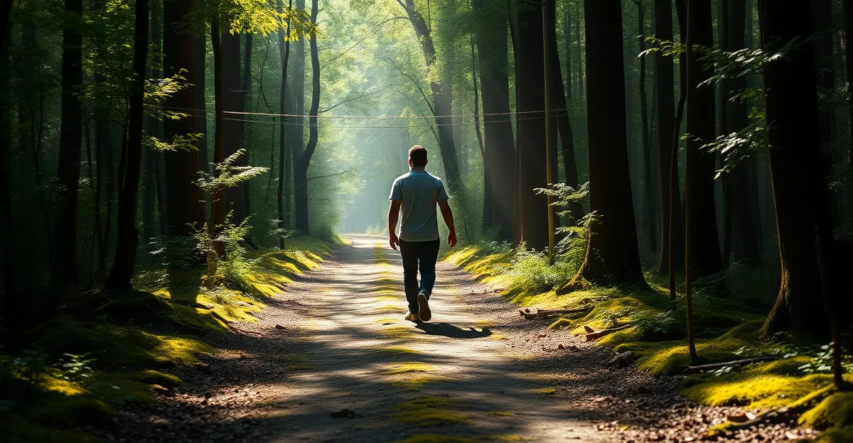 a quiet forest path in morning light