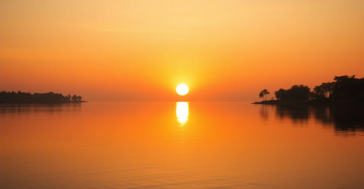 sunset over calm water with gentle ripples