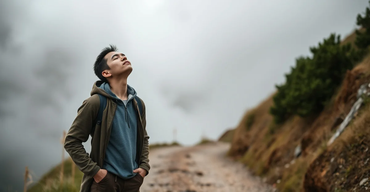 숲 오솔길을 걷는 빛