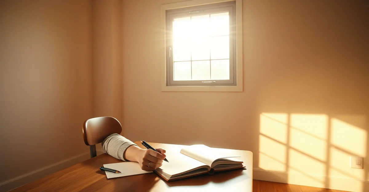 따뜻한 차를 마시며 창밖을 바라보는 장면