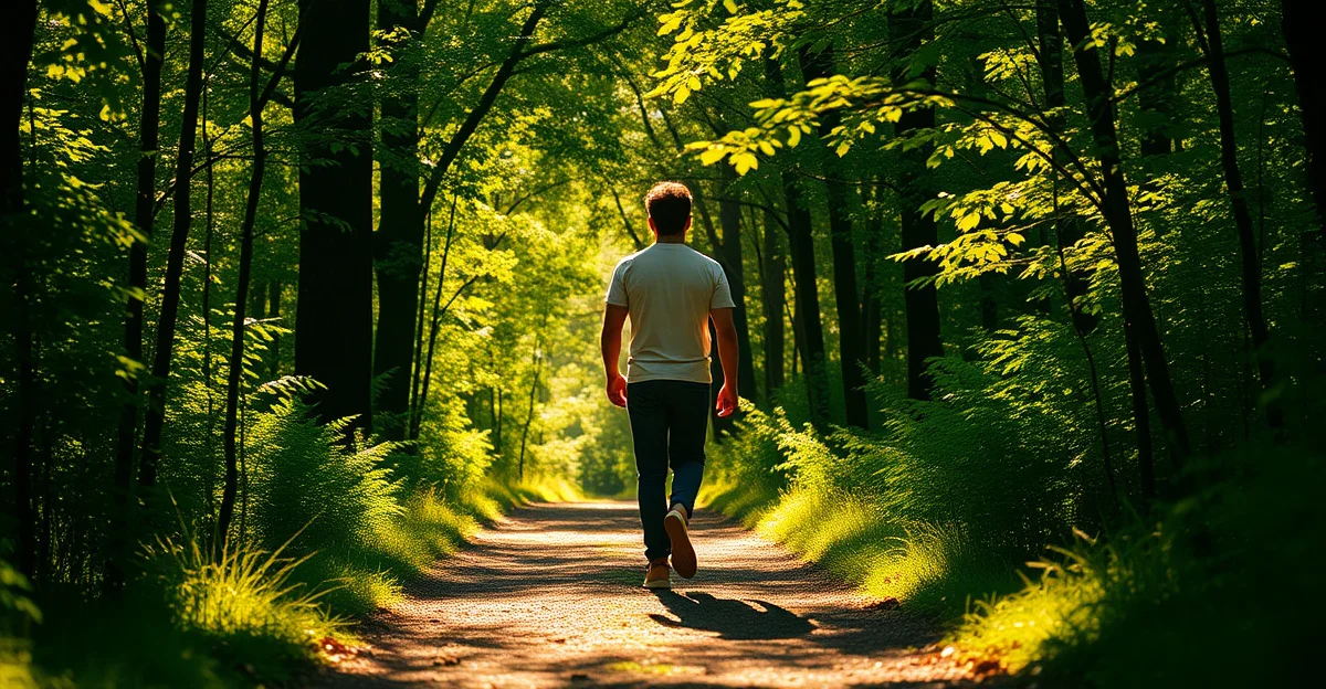 조용한 숲길이 아침빛으로 물드는 풍경