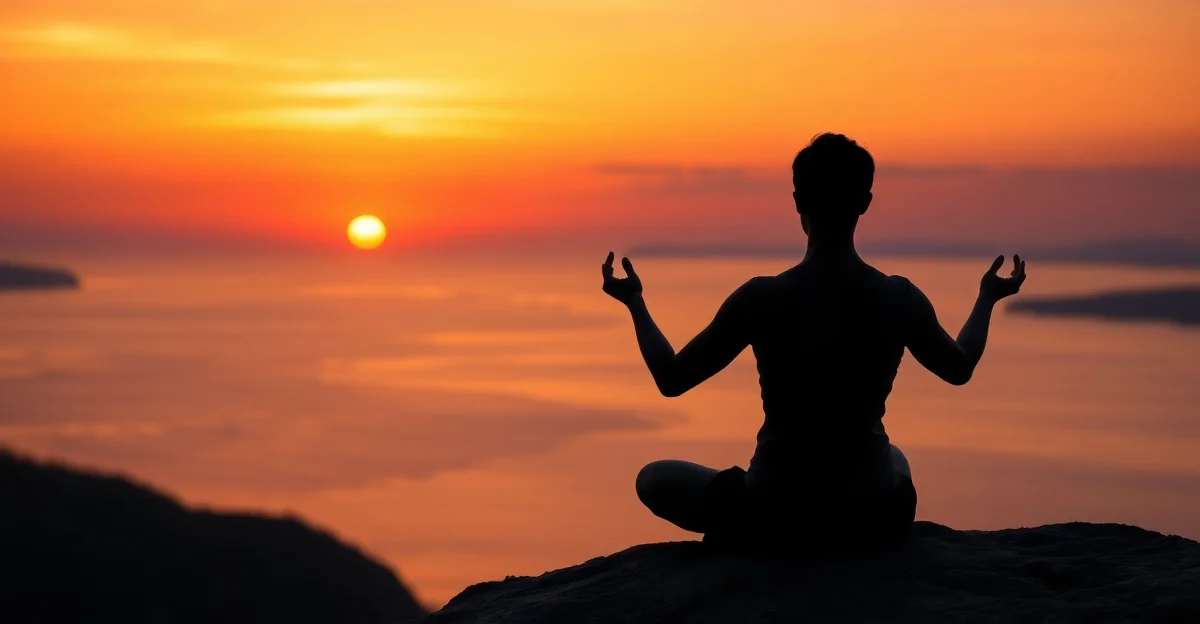 잔잔한 물 위로 떨어지는 노을