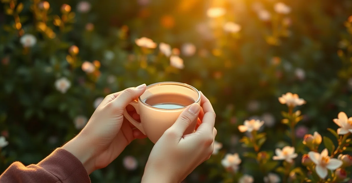 잔잔한 물 위의 저녁 노을