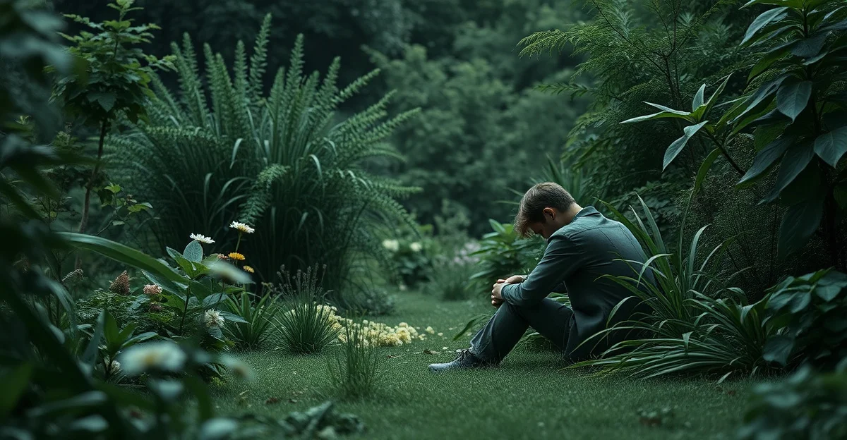 조용한 정원의 초록 식물들
