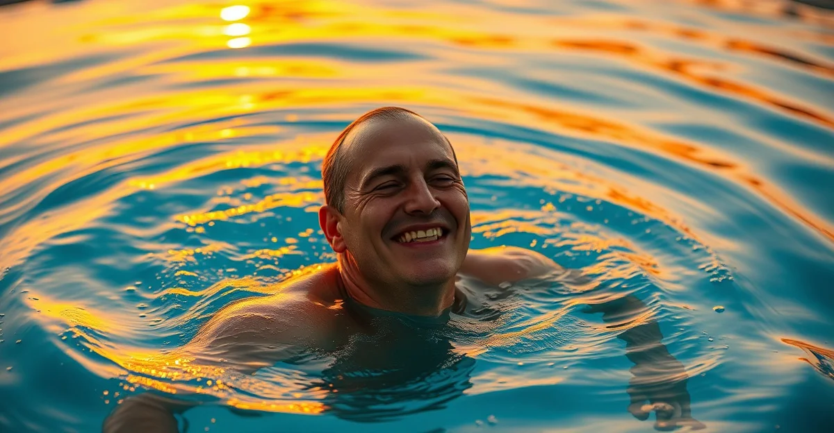 잔잔한 물 위로 햇살이 반사되는 모습