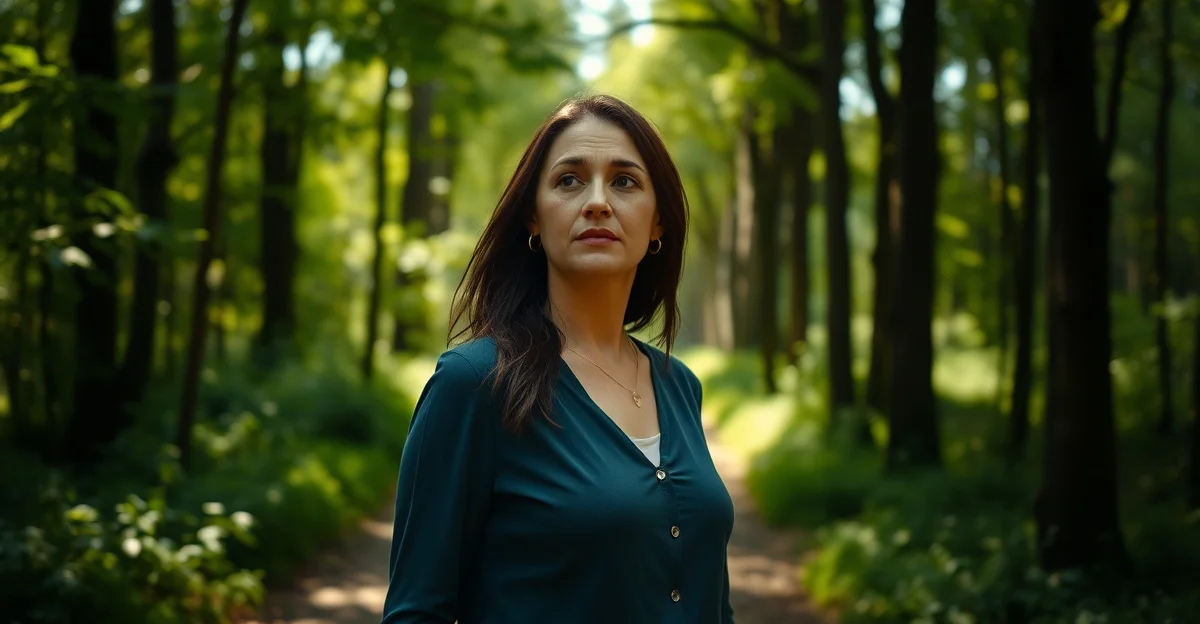 morning sunlight filtering through quiet trees