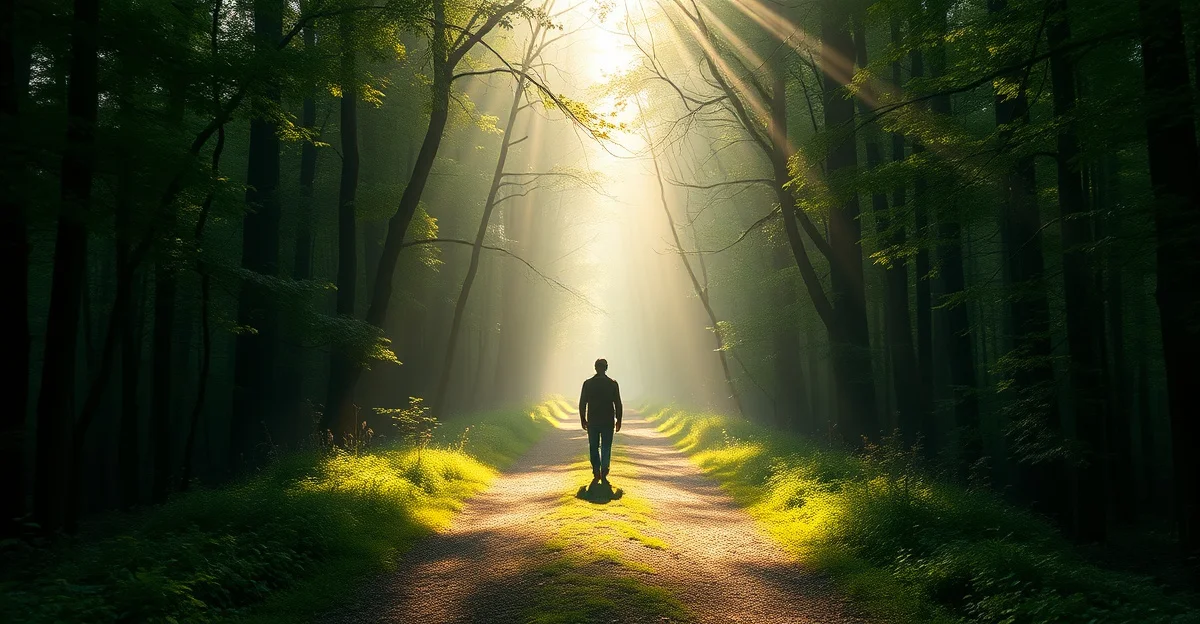 a quiet forest path in morning light