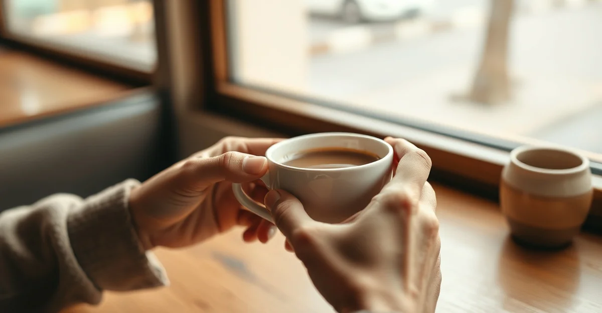 따뜻한 차를 마시는 손