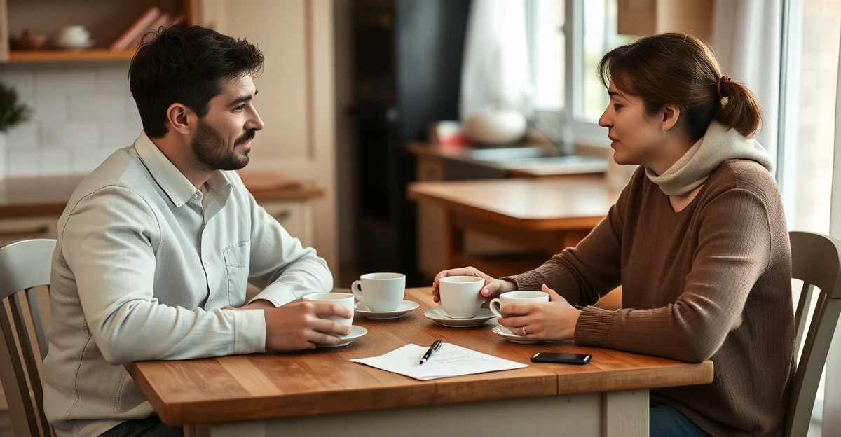 정원의 벤치에 나란히 앉은 모습