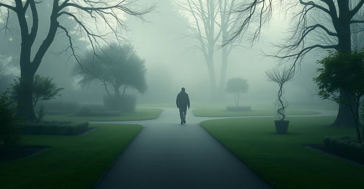 창밖으로 보이는 고요한 정원