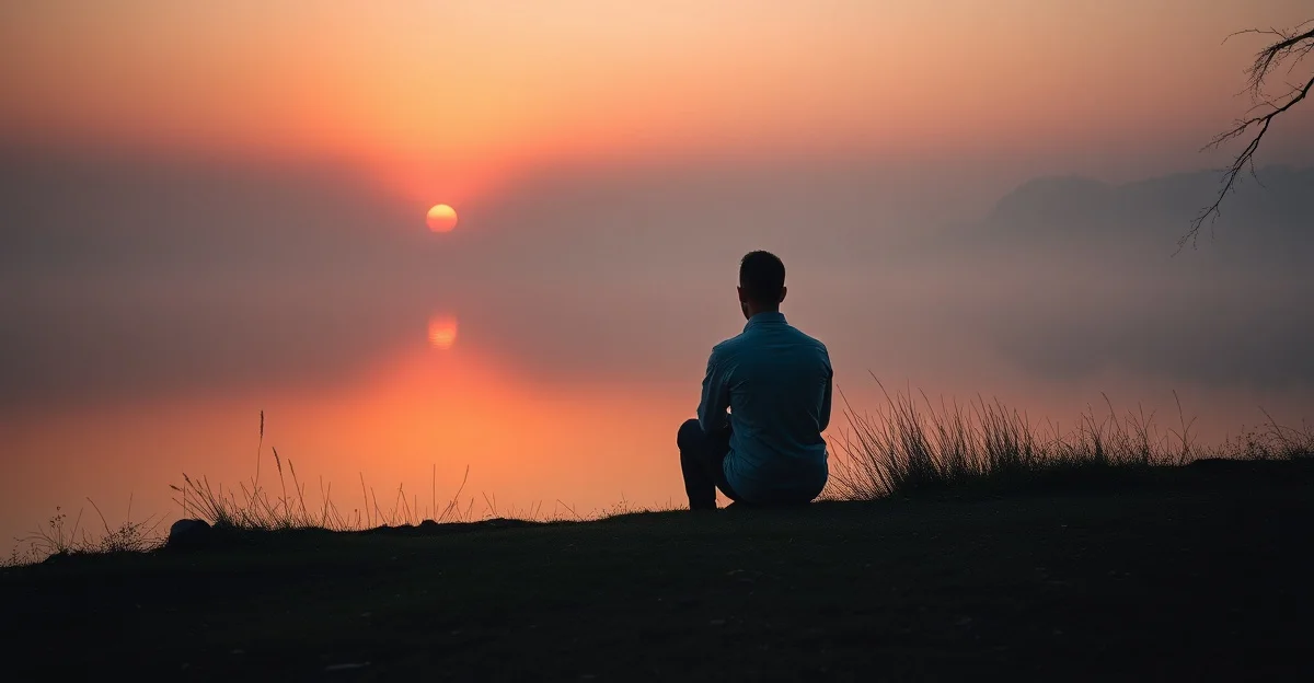 hands holding warm tea in a garden