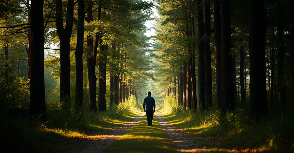 a quiet forest path in morning light