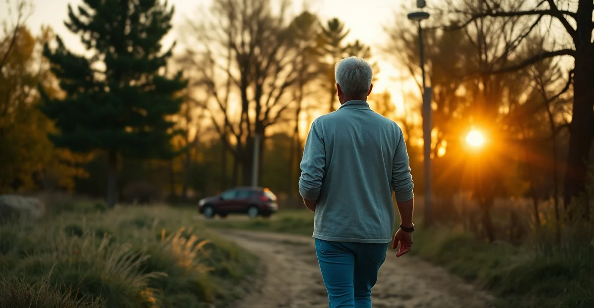 잔잔한 물 위로 떨어지는 석양의 빛